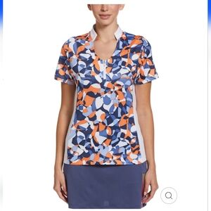 Callaway Womens Abstract Floral Print Golf Shirt